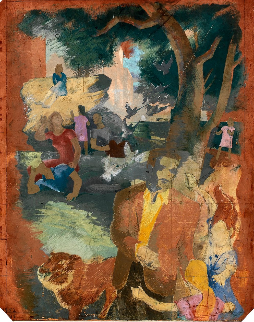 Scenes of New York--Central Park (estudio mural, Madison Square Postal Station, Nueva York) de Kindred McLeary