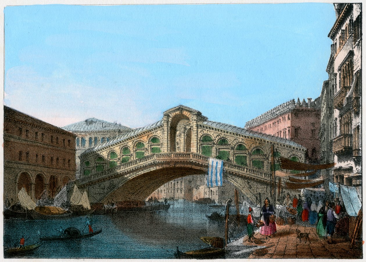 Puente de Rialto, Venecia, Italia, siglo XIX de Kirchmayn