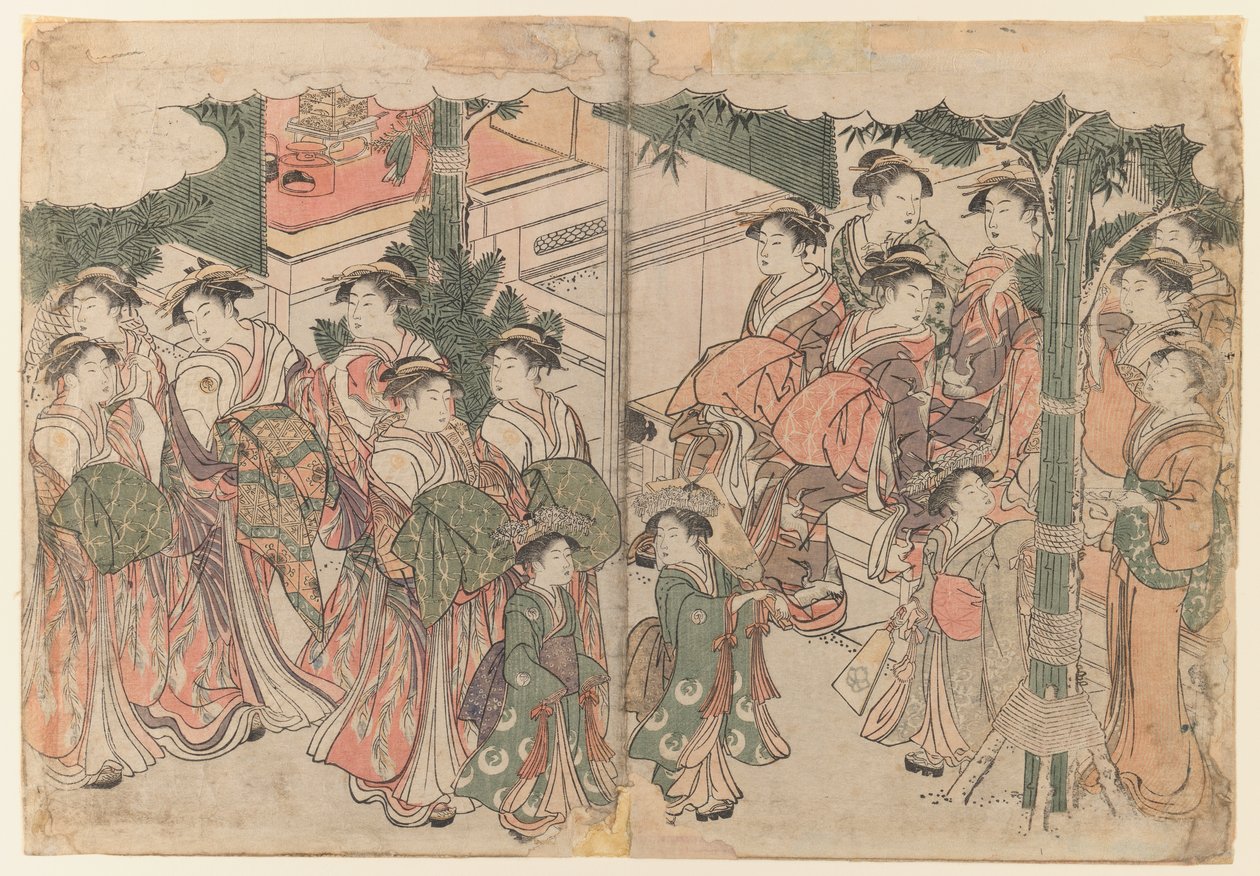 Séquito de cortesanas en el Festival de Año Nuevo, c.1785 de Kitagawa Utamaro