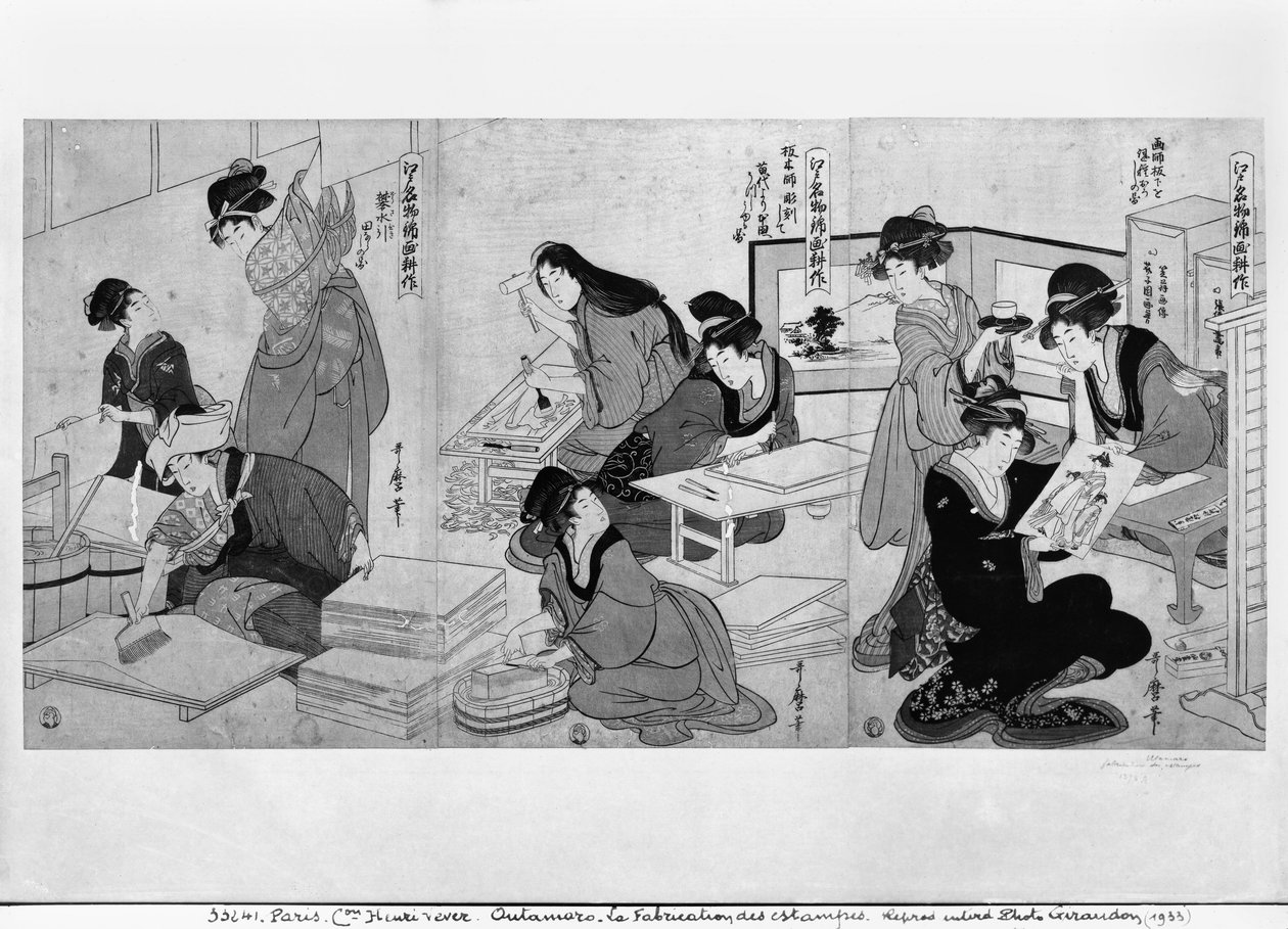 Haciendo impresiones de Kitagawa Utamaro