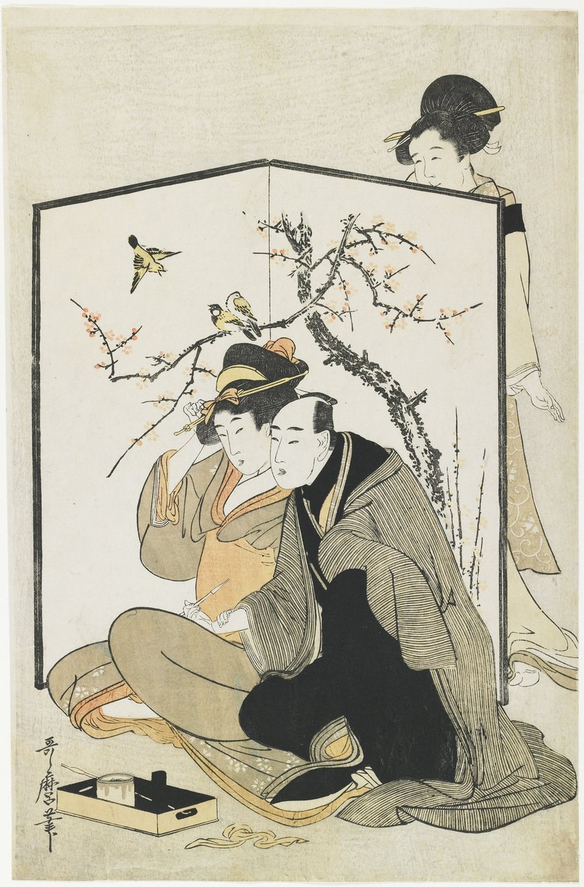 Hombre y mujer fumando, c. 1804 de Kitagawa Utamaro