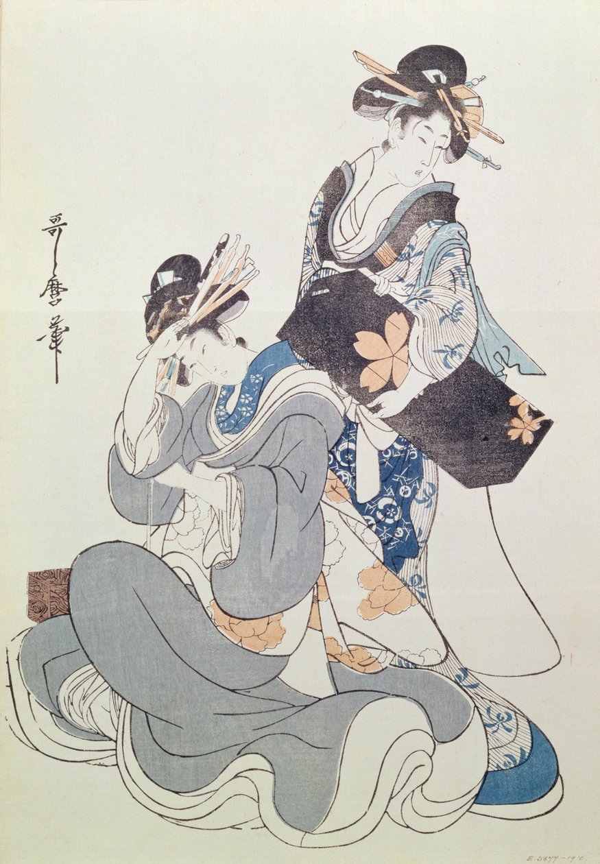 Zwei weibliche Figuren (Farbholzschnitt, 9. Block) von Kitagawa Utamaro