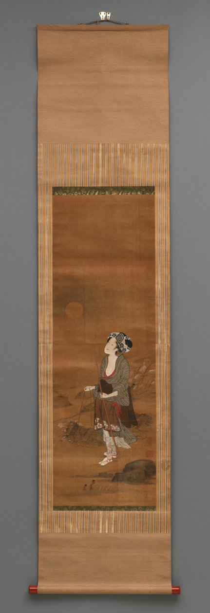 Figura de pie, c.1790-1850 (acuarela sobre seda) de Kitagawa Fujimaro