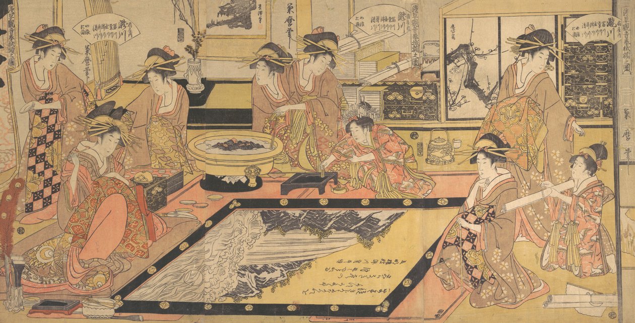 Una imagen votiva para ser donada al Kannon de Asakusa, ca. 1800 de Kitagawa Kikumaro