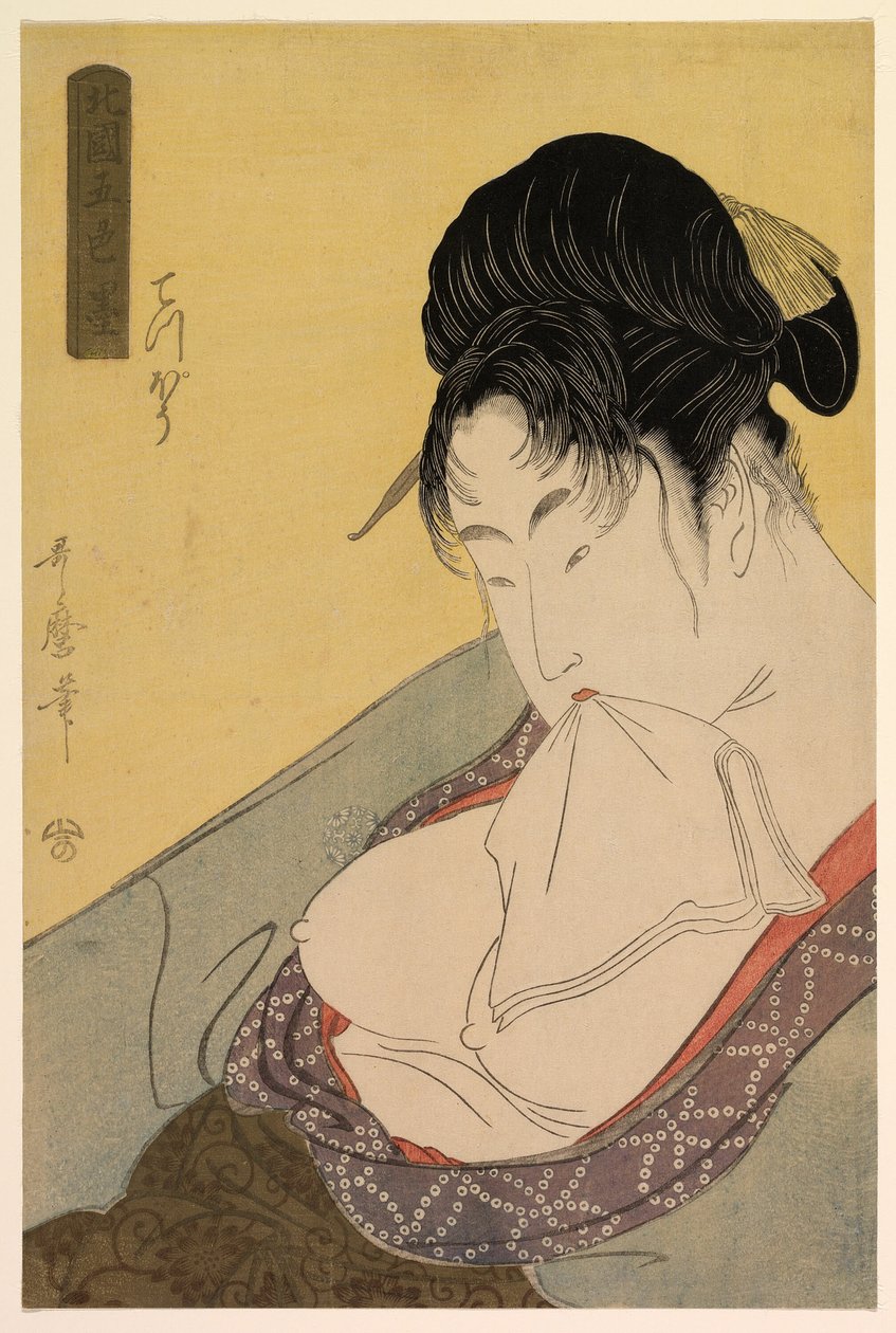 Una Prostituta de Clase Baja (Gun [teppo]), de la serie "Cinco Tonos de Tinta en el Barrio Norte" ("Hokkoku goshiki-zumi") de Kitagawa Utamaro