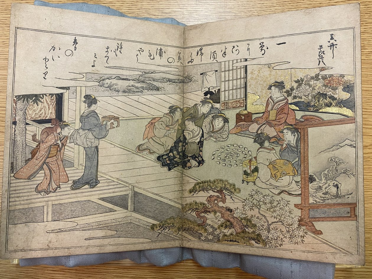 Una página de Regalos de la marea menguante de Kitagawa Utamaro