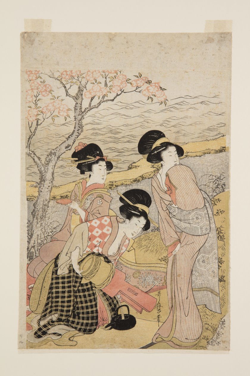 Fiesta de sake junto al mar de Kitagawa Utamaro