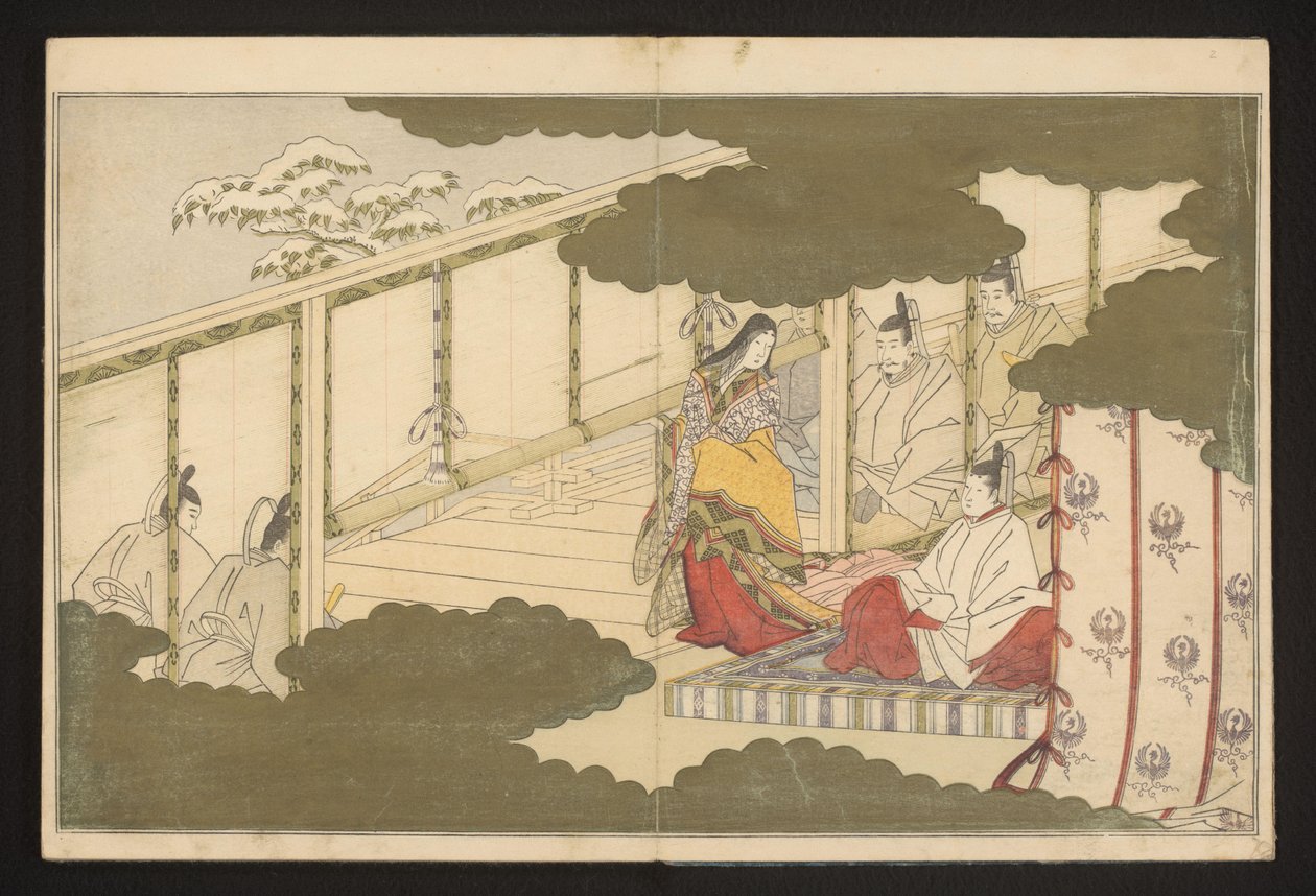 Una escena judicial en la nieve de Kitagawa Utamaro