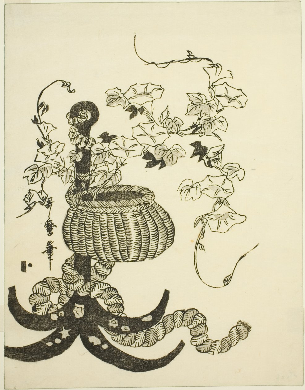 Una disposición de glorias de la mañana (Asagao) de Kitagawa Utamaro