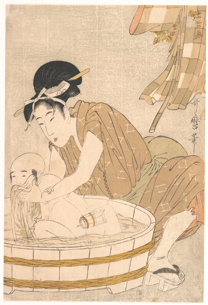 La hora del baño (Gyōzui) de Kitagawa Utamaro