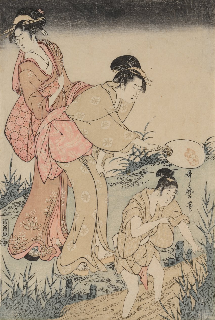 Catching Fireflies Beneath a Willow Tree (right) de Kitagawa Utamaro