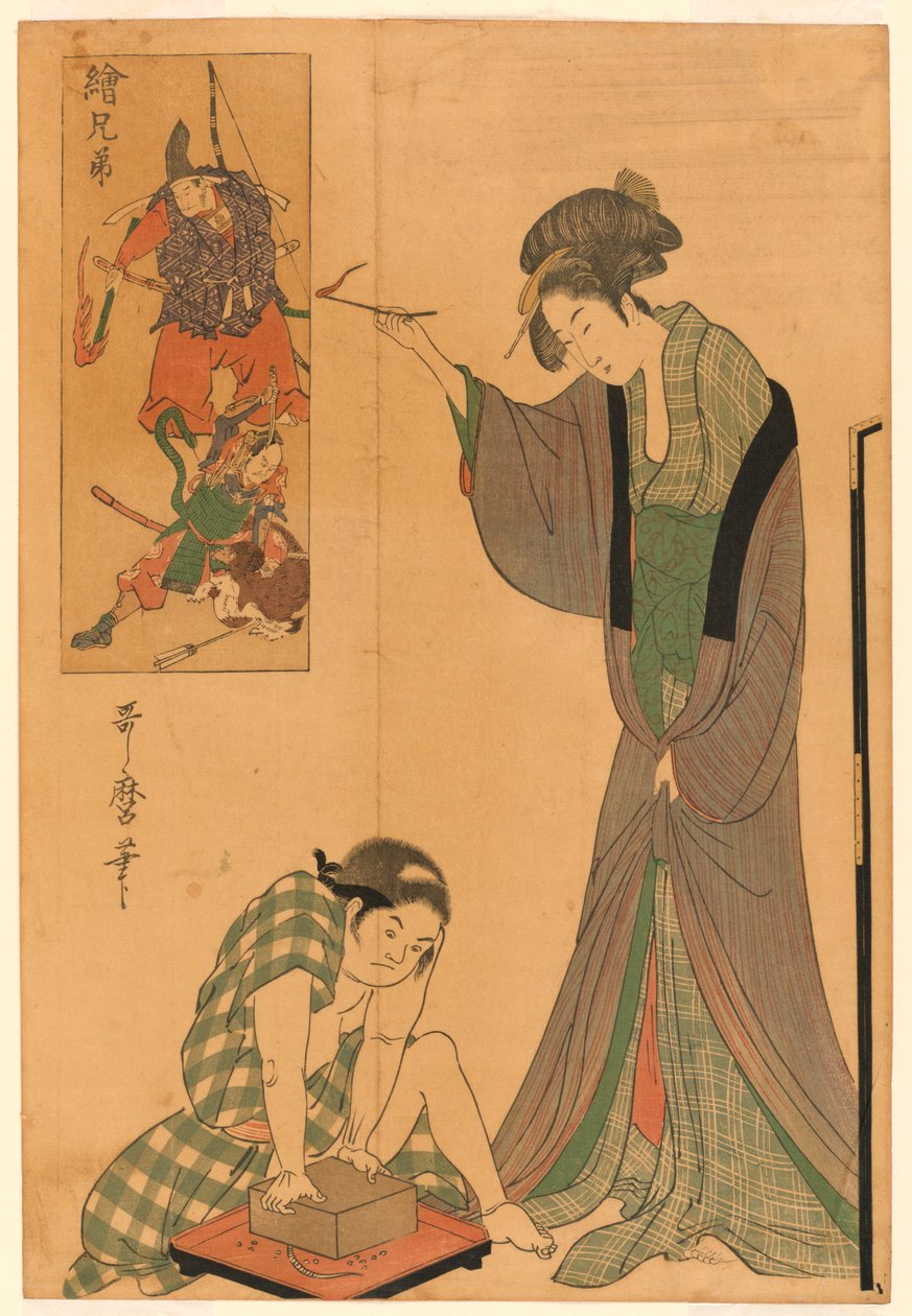 Cazando un ratón de Kitagawa Utamaro