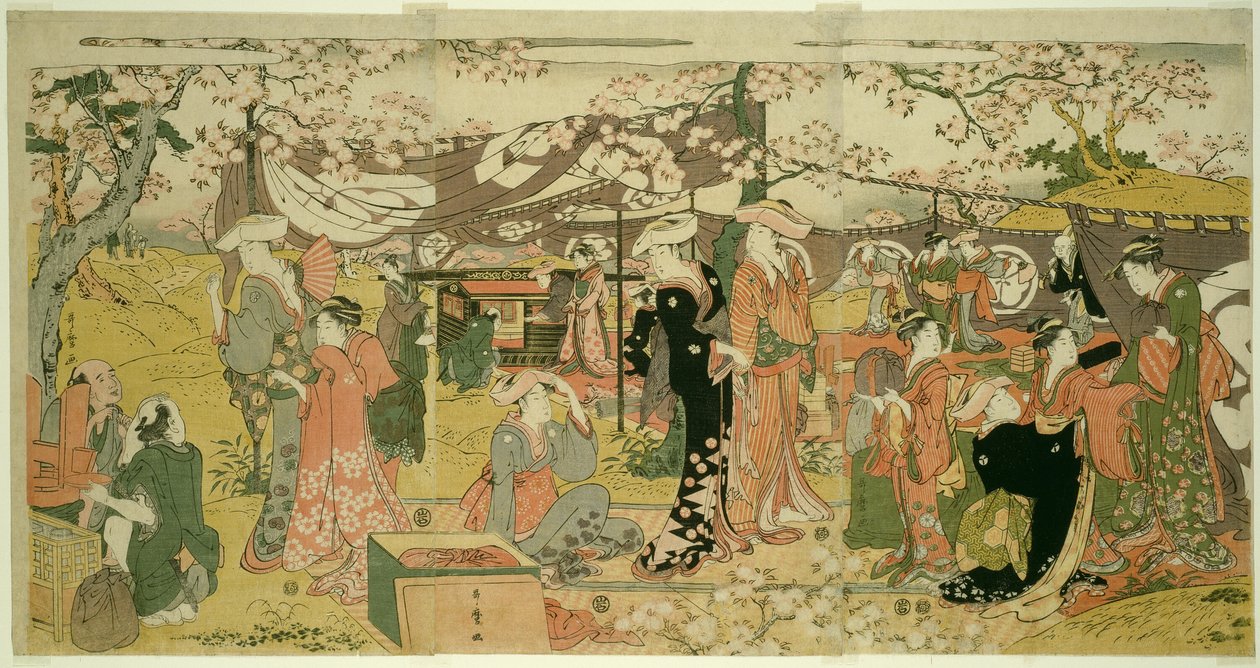 Banquete de flores de cerezo (Oka no utage) de Kitagawa Utamaro