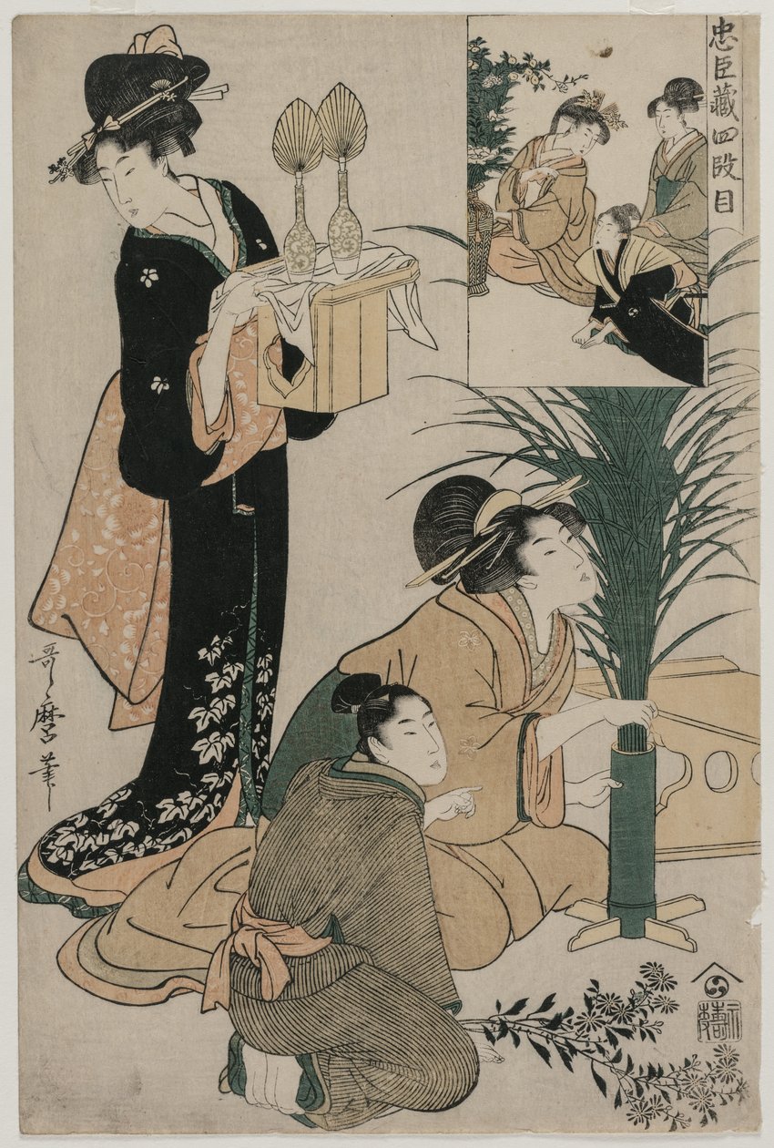 Chushingura: Acto IV de El almacén de la lealtad, finales de 1790 de Kitagawa Utamaro