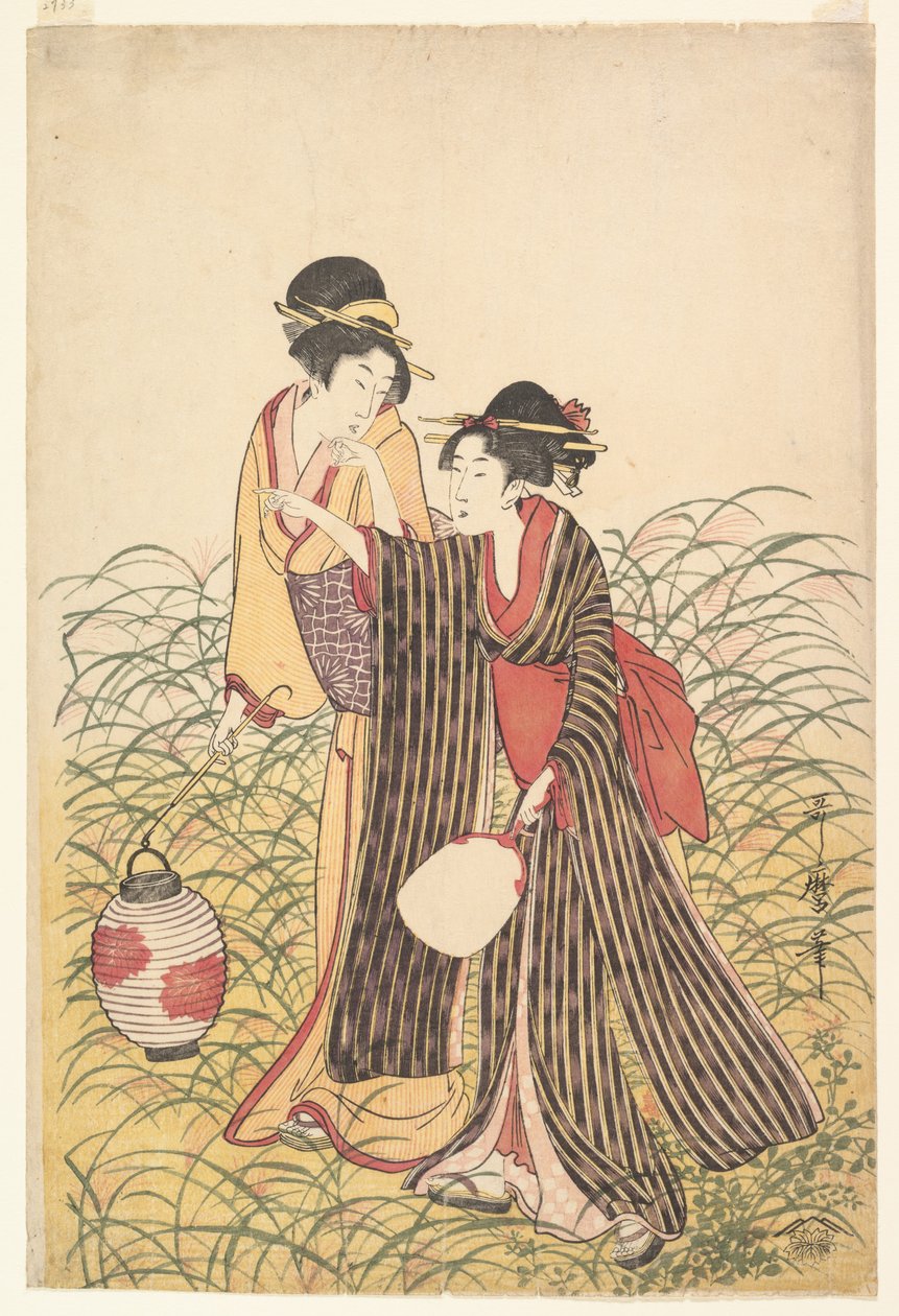 Amantes fugados en Musashino de Kitagawa Utamaro