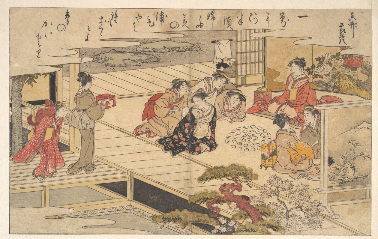 Niñas jugando con conchas de Kitagawa Utamaro