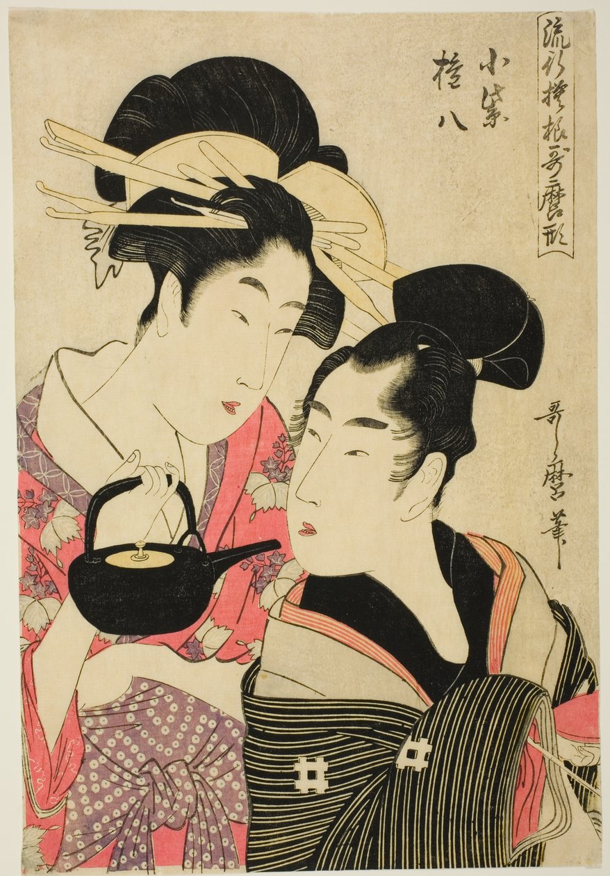 Komurasaki y Gonpachi, de la serie "Patrones de moda al estilo Utamaro" de Kitagawa Utamaro