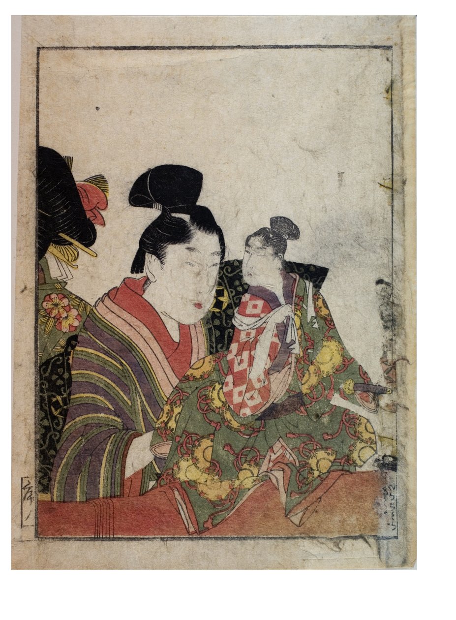 Escenas de marionetas con manipuladores masculinos y femeninos, c. 1758-1806 de Kitagawa Utamaro