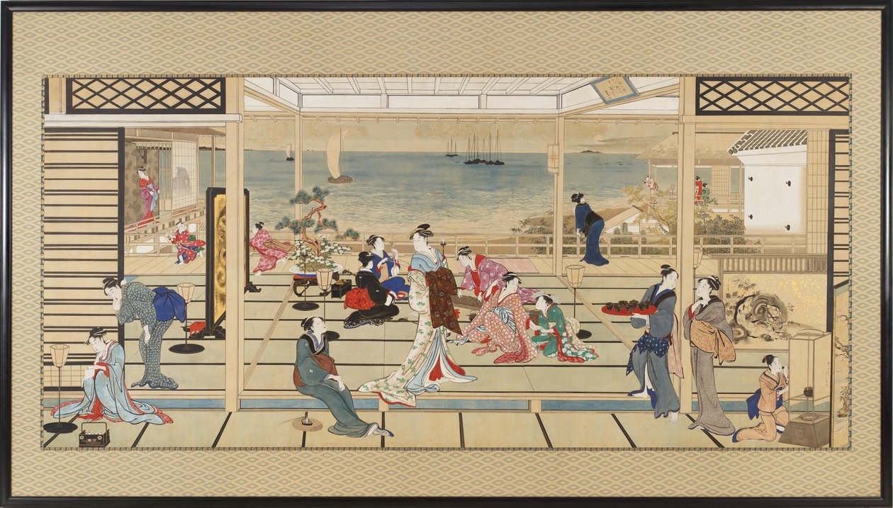 Revelry a la luz de la luna en Dozo Sagami, período Edo, finales del siglo XVIII - principios del siglo XIX de Kitagawa Utamaro