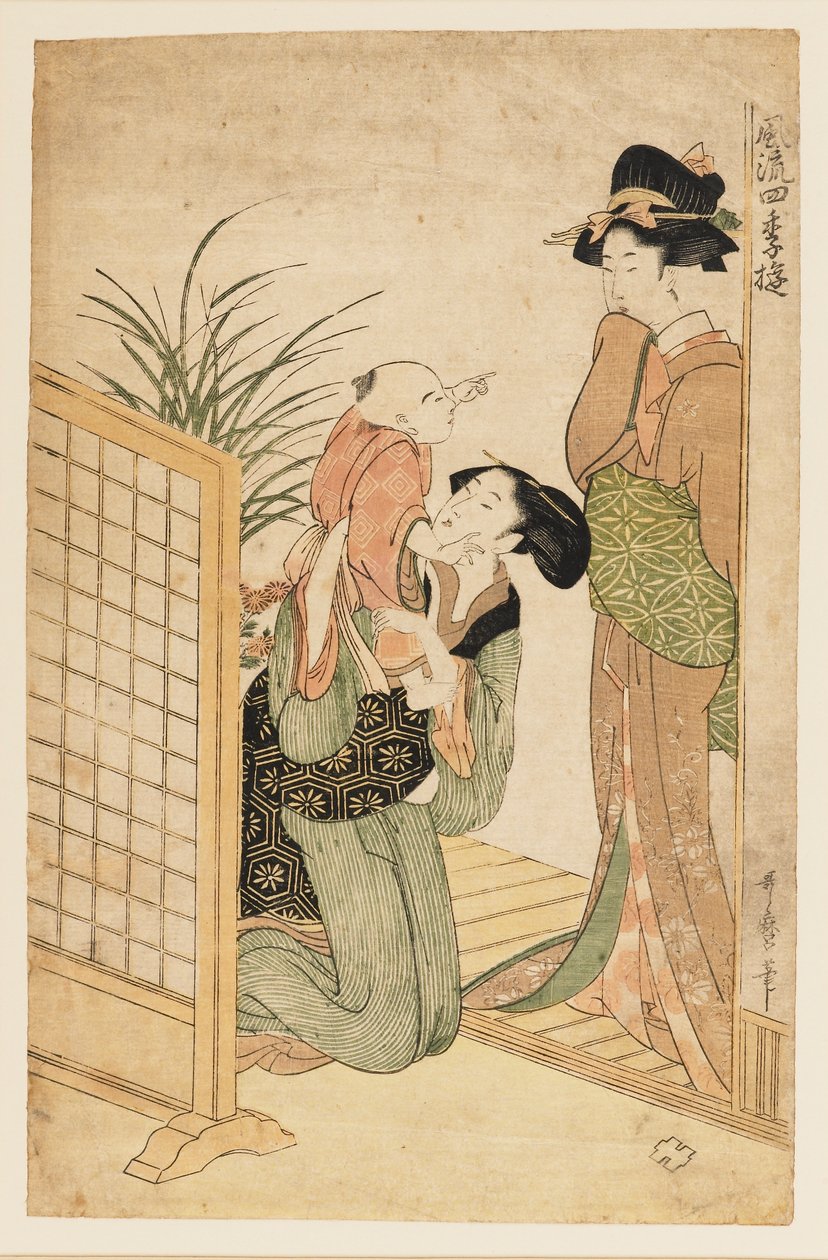 Madre, niño y niñera de Kitagawa Utamaro