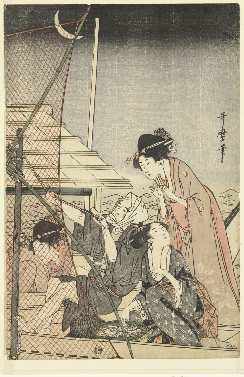 Pesca nocturna de Kitagawa Utamaro