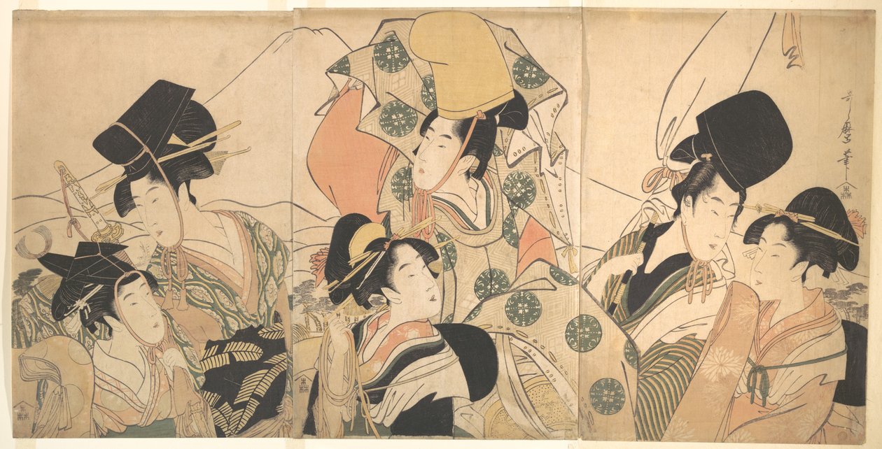El viaje de Narihira hacia Oriente de Kitagawa Utamaro