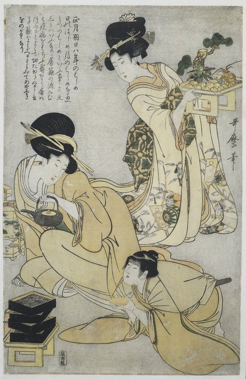 Año Nuevo Los cinco festivales del año (título de la serie) de Kitagawa Utamaro