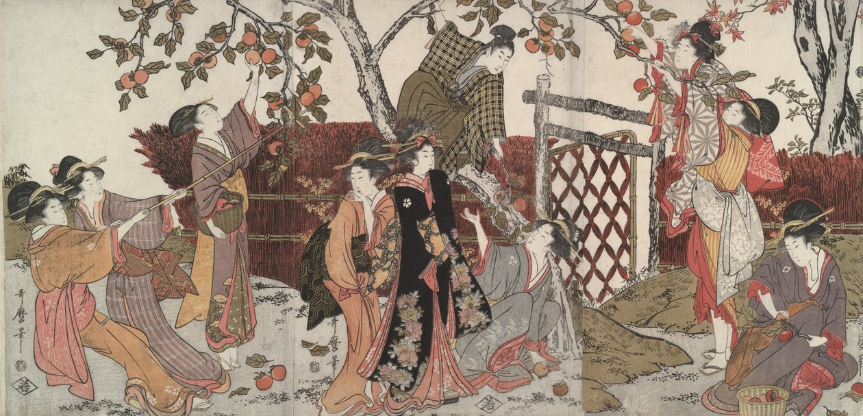 Recolectores de caquis de Kitagawa Utamaro
