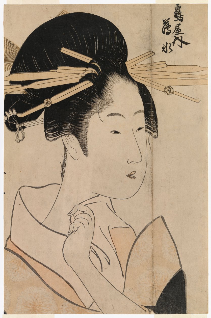 Retrato de una geisha de la sala de té de Uyo de Kitagawa Utamaro