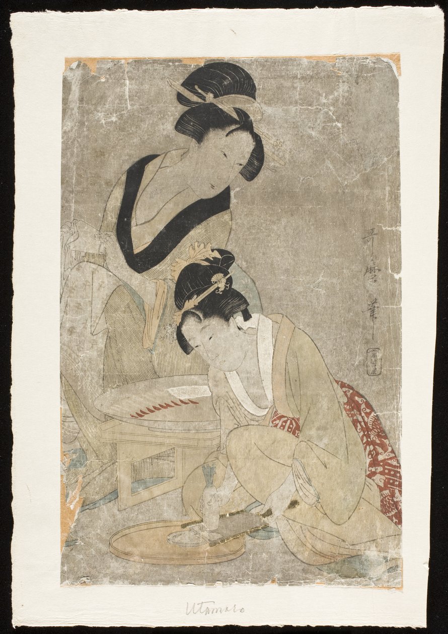 Preparación del pescado crudo de Kitagawa Utamaro