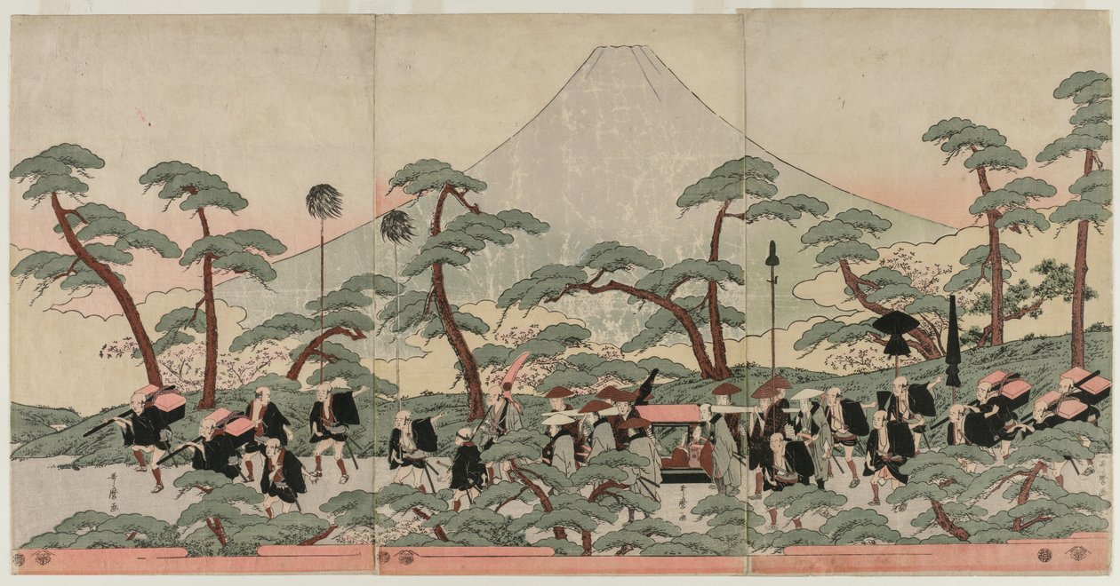 Procesión al pie del Monte Fuji de Kitagawa Utamaro