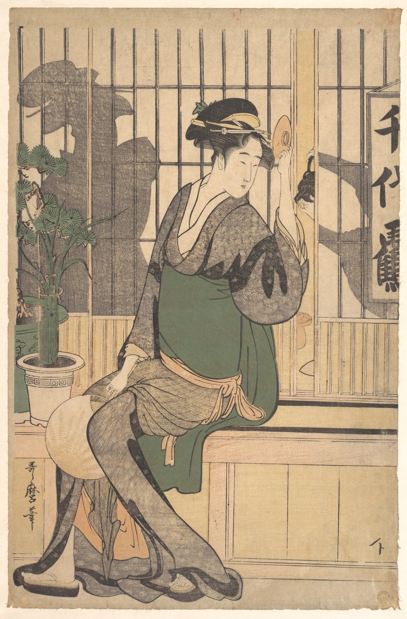 Sombras en el shoji de Kitagawa Utamaro