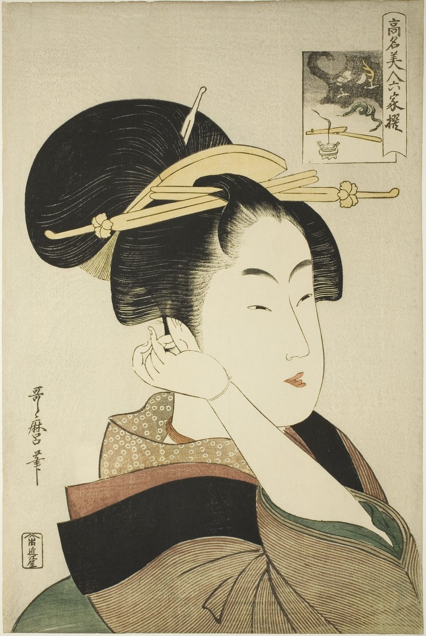 Tatsumi Roko, de la serie Bellezas Renombradas Comparadas con los Seis Poetas Inmortales de Kitagawa Utamaro