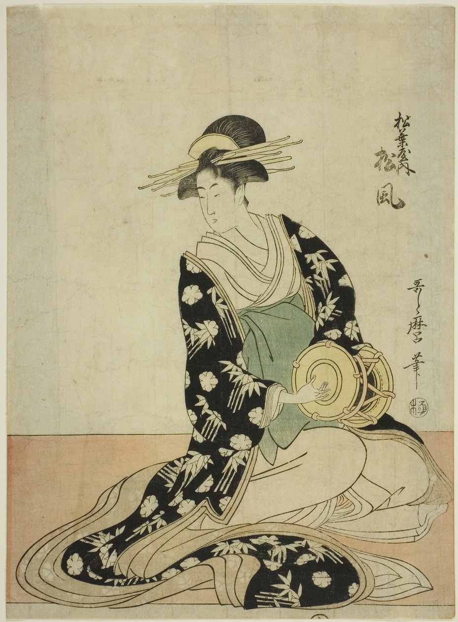 La cortesana Matsukaze del Matsubaya, de una serie sin título de cortesanas del Matsubaya como cinco músicos de Kitagawa Utamaro