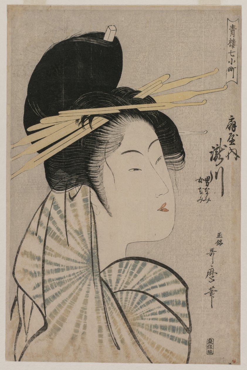 The Courtesan Takigawa of Ogiya (from the series Seven Aspects of Komachi in the Green Houses) de Kitagawa Utamaro