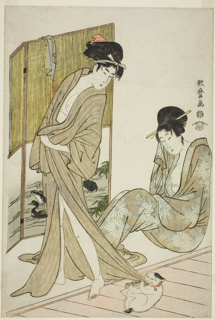 Dos mujeres jóvenes después de un baño de Kitagawa Utamaro