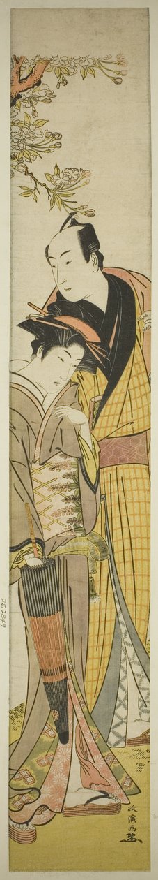 Joven pareja bajo el cerezo de Kitao Masanobu