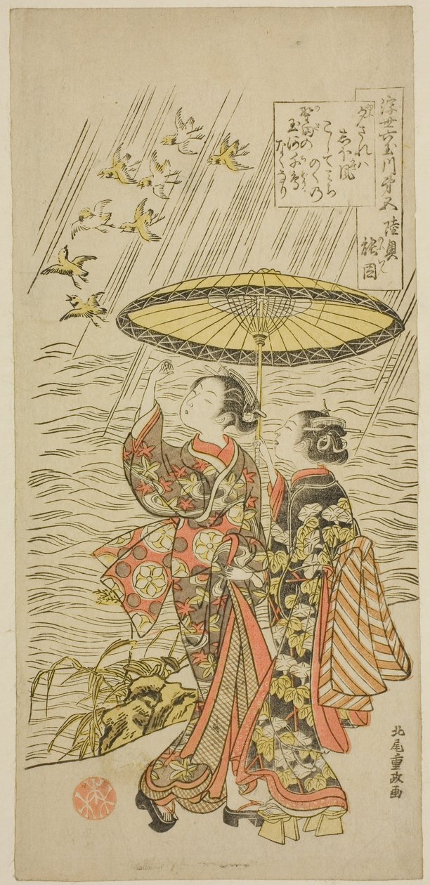 No. 5: Río Noda en la provincia de Mutsu, de la serie "Seis ríos joya del mundo flotante (Ukiyo Mu Tamagawa)" de Kitao Shigemasa