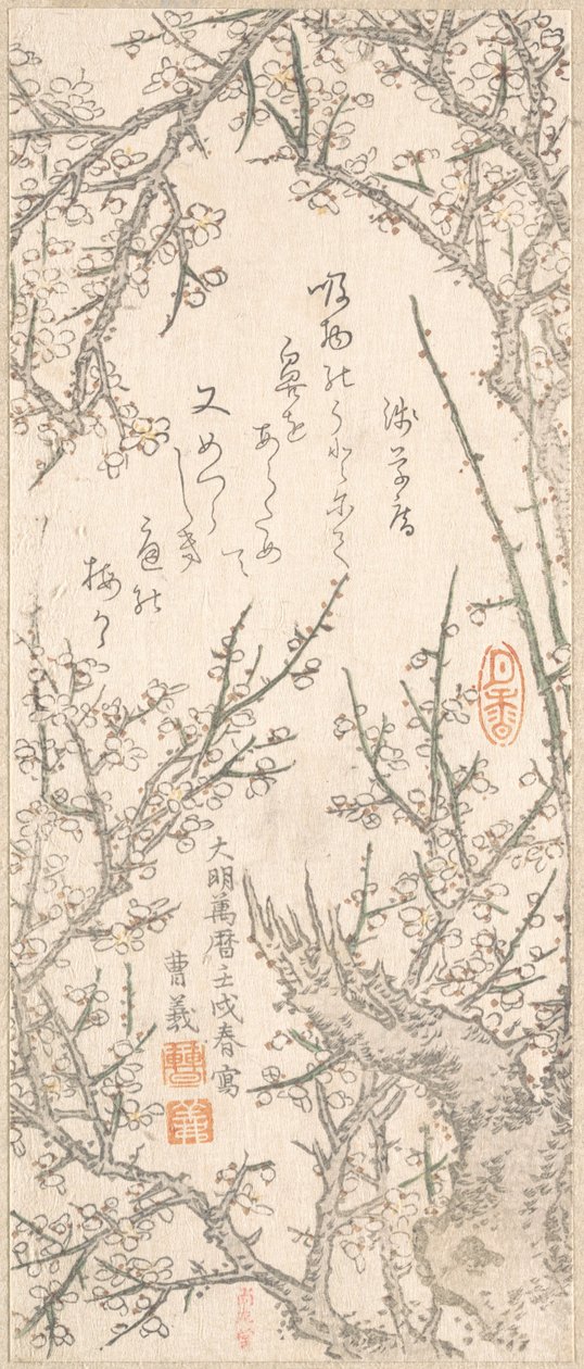 Ciruelo en flor, 1813 de Kitao Shigemasa
