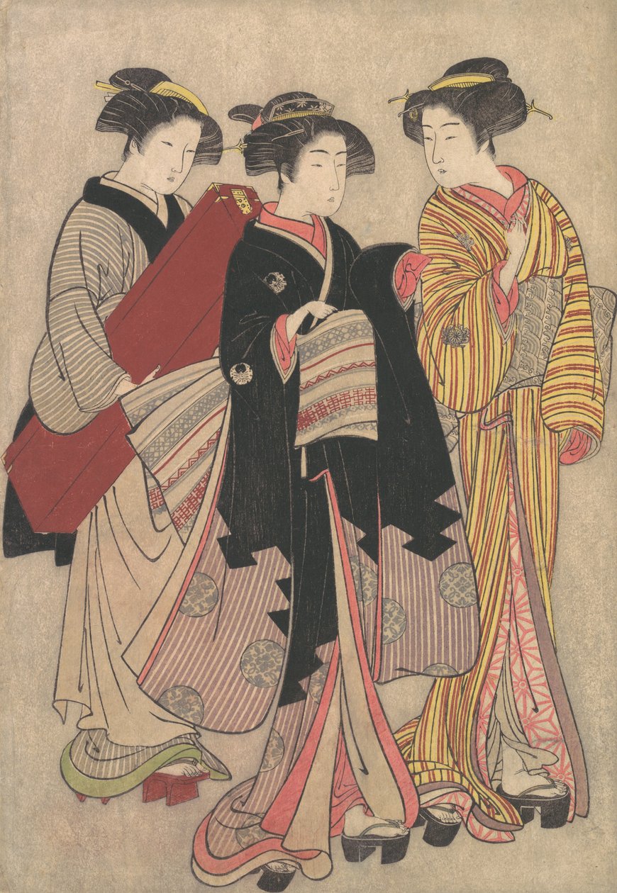 Dos geishas caminando, 1739-1820 de Kitao Shigemasa