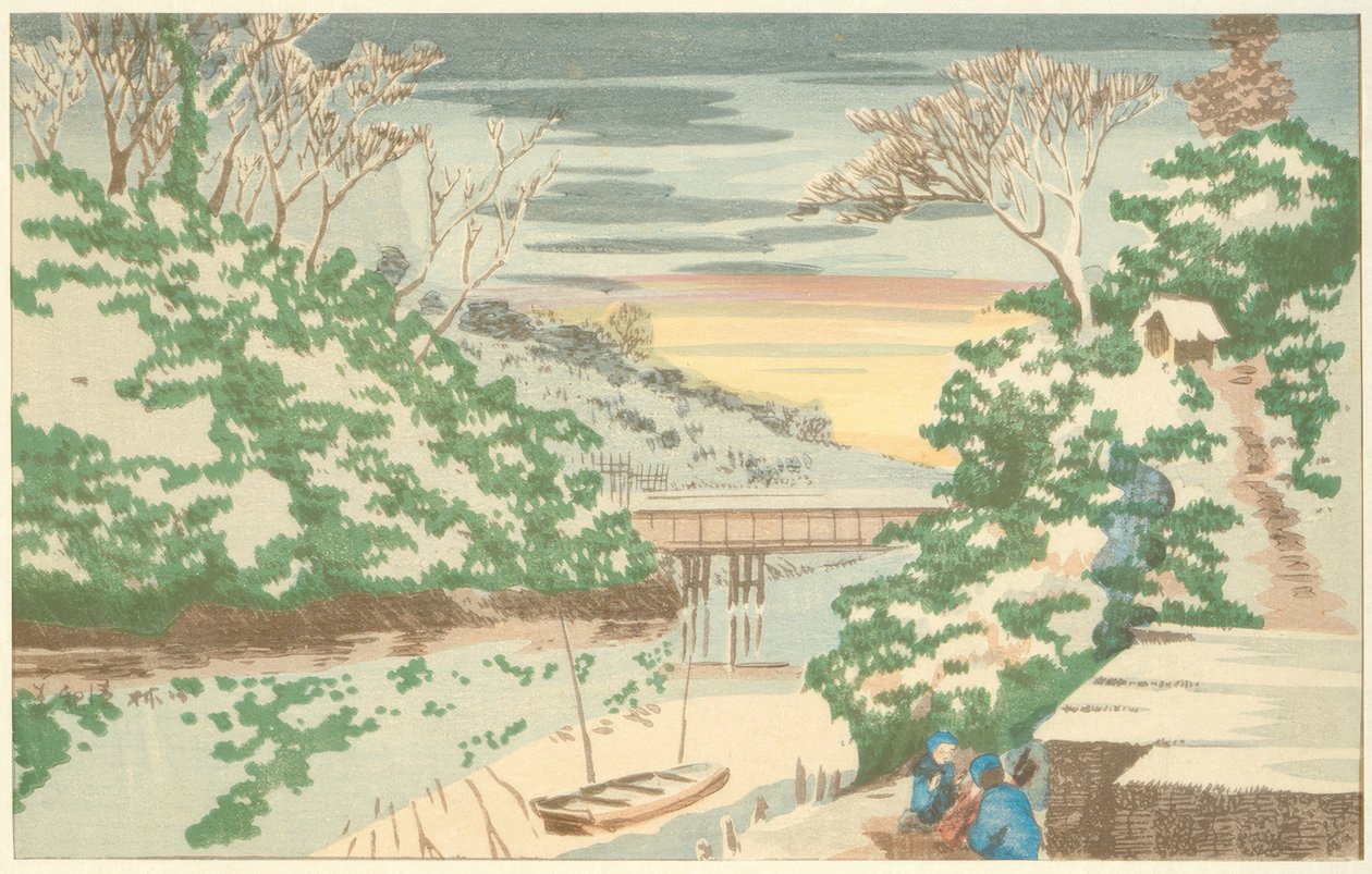 Nieve en Ochanomizu de Kiyochika Kobayashi