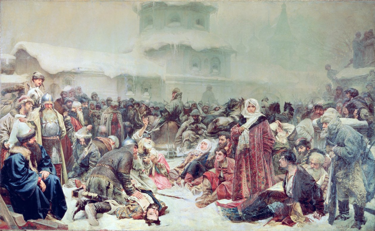 Destrucción de Novgorod por el Zar Iván III (1440-1505) 1889 de Klavdiy Vasilievich Lebedev