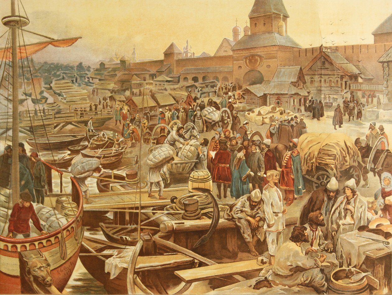 Puerto de Novgorod, 1907 de Klavdiy Vasilievich Lebedev