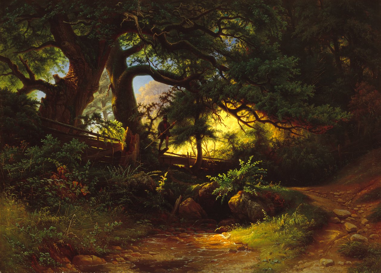 Sección del bosque con leñador de Knud Andreassen Baade