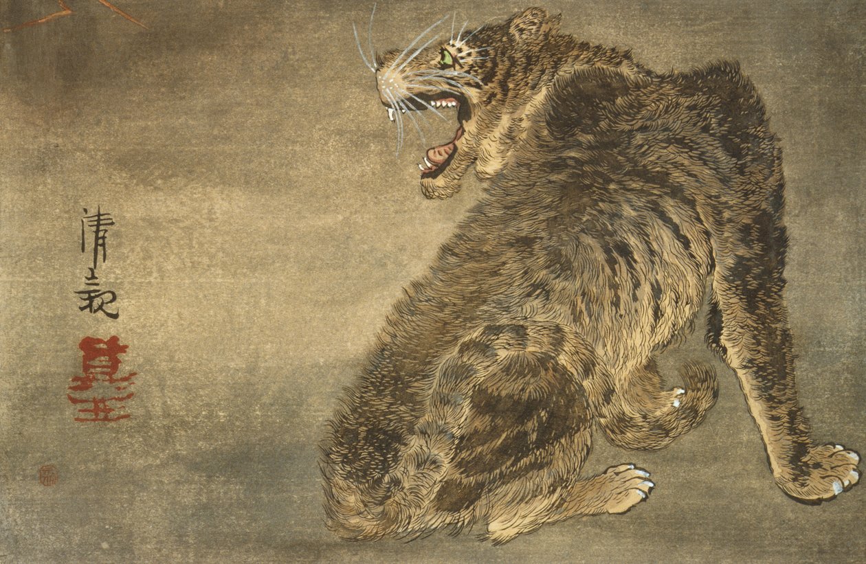 Tigre y relámpago de Kobayashi Kiyochika