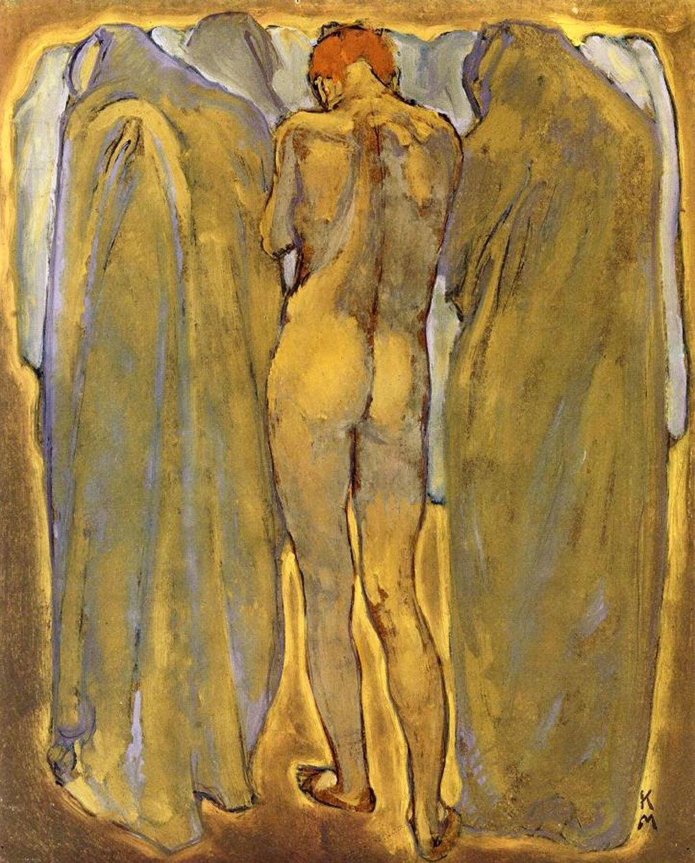 Espalda de una mujer desnuda con fantasmas de Koloman Moser