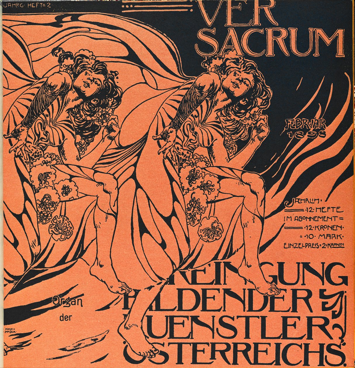 Portada del número de febrero de 1898 de Ver Sacrum, la revista del movimiento Art Nouveau Sezession ... de Koloman Moser