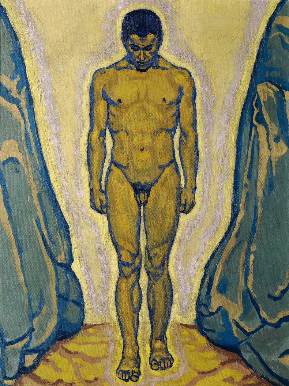 Desnudo Masculino de Pie entre Rocas de Koloman Moser