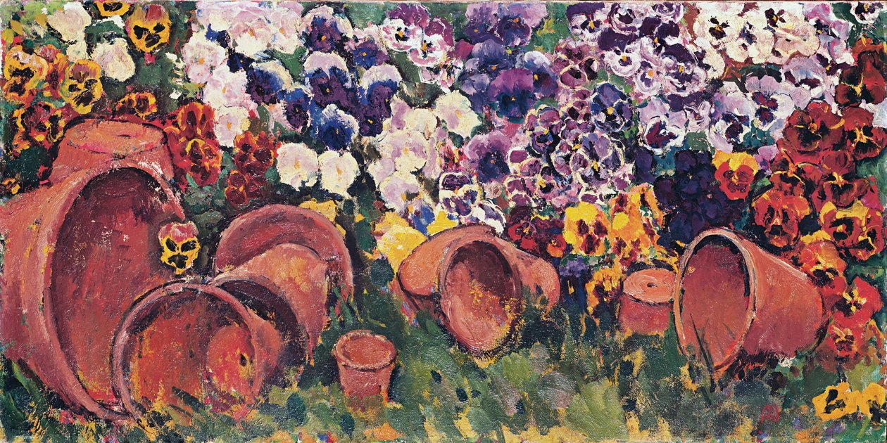 Pensamientos con macetas - Pensamientos con macetas ... (óleo sobre lienzo) de Koloman Moser