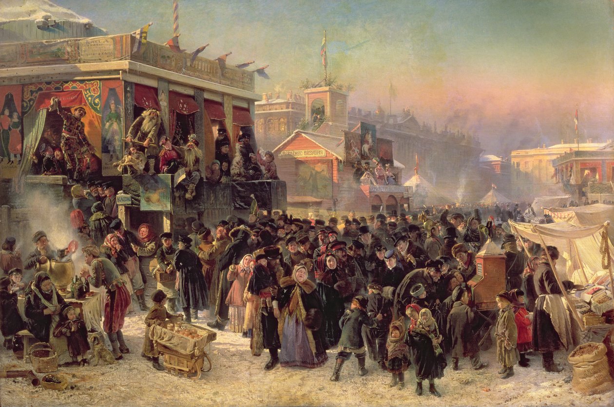 Puestos de Feria en la Plaza de la Almirantazgo, San Petersburgo, 1869 de Konstantin Egorovich Makovsky